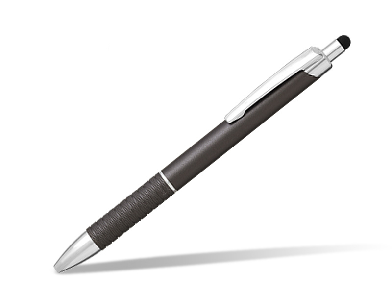 STYLUS, metalna “touch” hemijska olovka, sjajni tamni metal (gun)