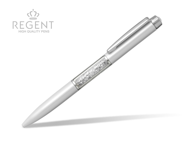 CONTESA, metalna hemijska olovka u plišanoj futroli, bela (white)