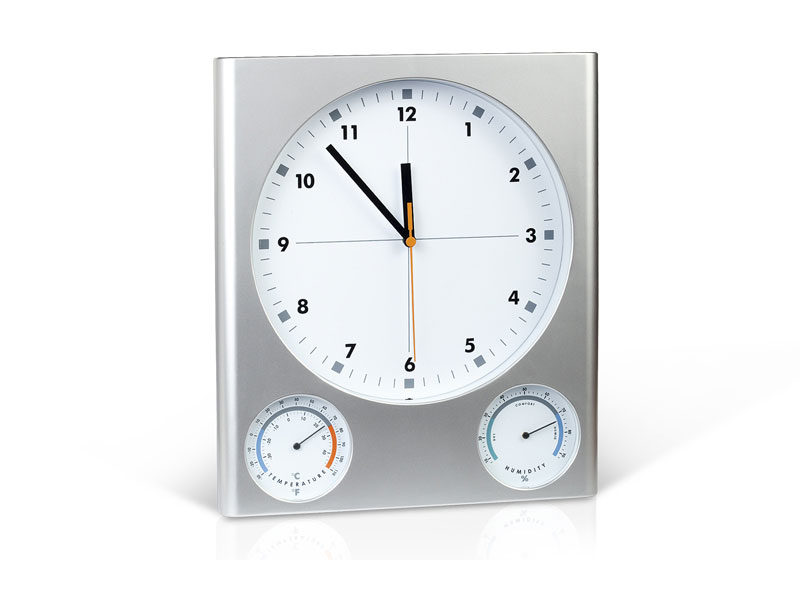 TEMPO, zidni sat sa meračem temperature i vlažnosti, beli (white)