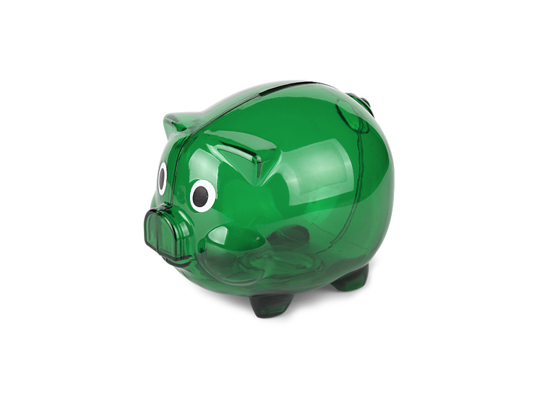 PIGGIE, plastična kasica za novac, zelena (green)