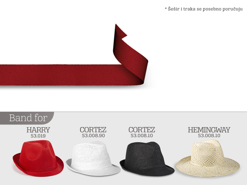 PROMO BAND, traka za šešir, dužina 65 cm, crvena (red)