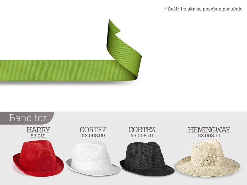 PROMO BAND, traka za šešir, dužina 65 cm, svetlo zelena (kiwi)