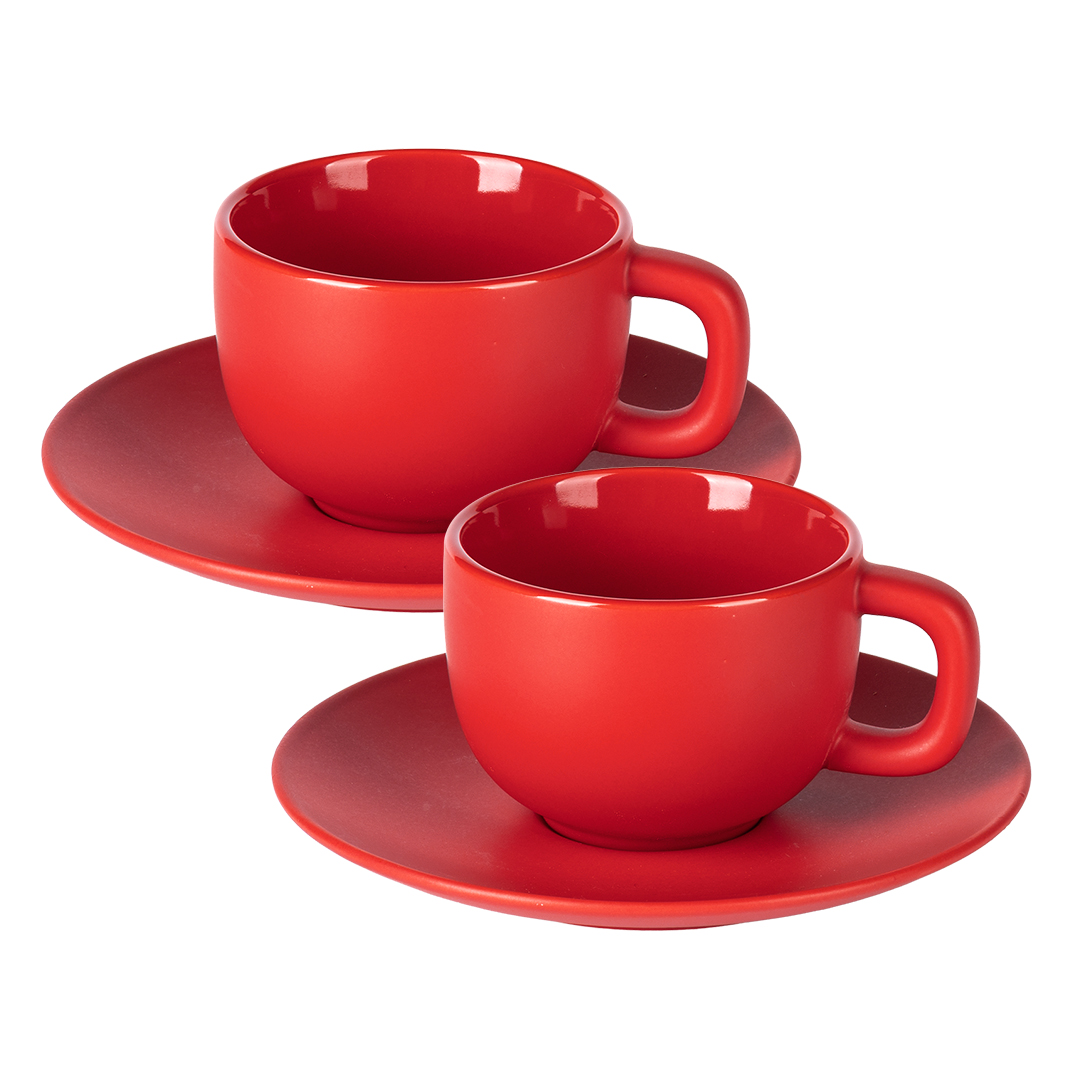 Set od dve keramičke šolje za cappuccino sa tacnama, 2 x 200 ml