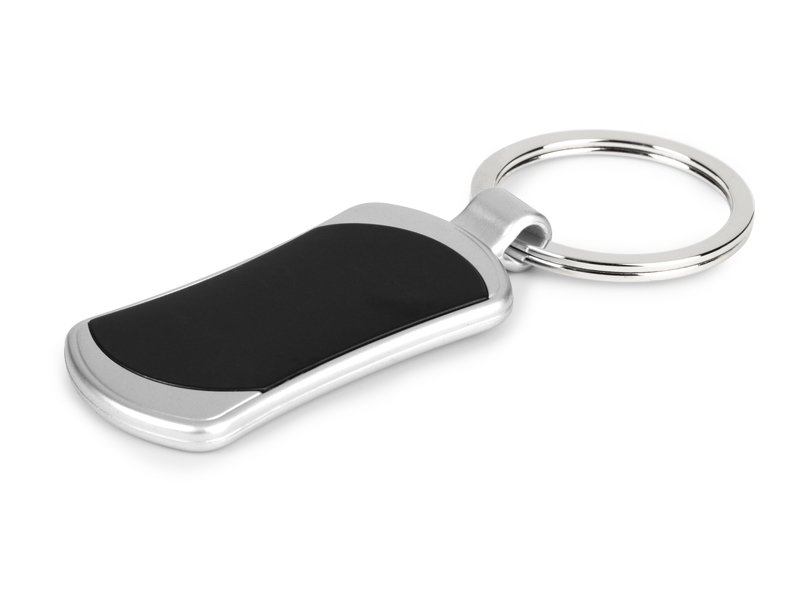 METALIC, plastični privezak za ključeve sa pločicom, crni (black)
