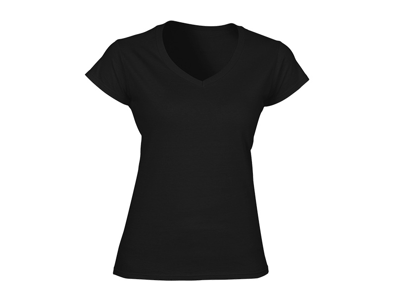 VIOLA, ženska majica kratkih rukava, V izrez, crna (black)