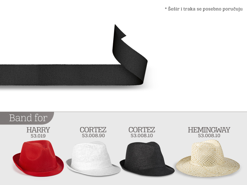 PROMO BAND, traka za šešir, dužina 65 cm, crna (black)