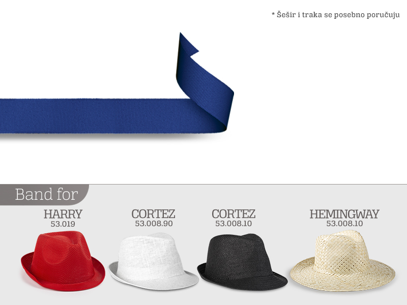 PROMO BAND, traka za šešir, dužina 65 cm, rojal plava (royal blue)