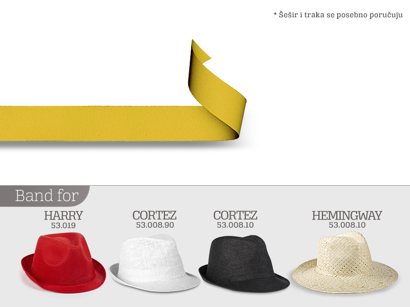 PROMO BAND, traka za šešir, dužina 65 cm, žuta (yellow)