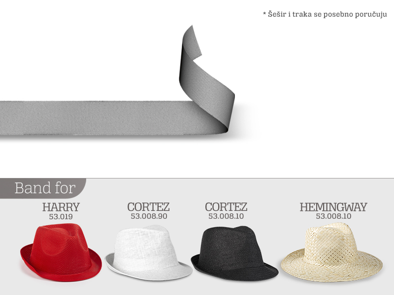 PROMO BAND, traka za šešir, dužina 65 cm, srebrna (silver)