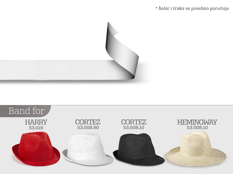 PROMO BAND, traka za šešir, dužina 65 cm, bela (white)
