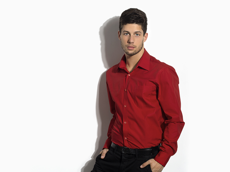 COMFORT LSL MEN, muška košulja dugih rukava, crvena (red)